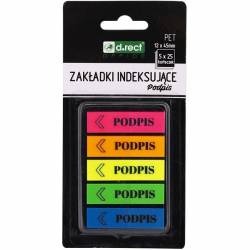 Zakładki indeksujące PET 12x45mm 5x25szt PODPIS 110503