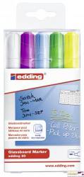 Marker do tablic szklanych biały + mix kolorów, etui 5 szt.; 90/5S/049/B ED EDDING