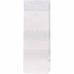 Torebka prezentowa 12x36x10cm Lux Biała z brokatem BB ROZETTE