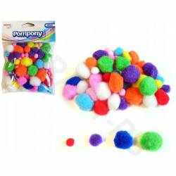 Pompony akryl mix kolorów 78szt. POM08