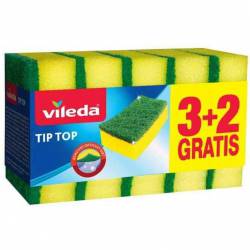 Gąbka do zmywania VILEDA Tip Top 9,5x7cm (3+2 szt) żółta