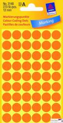 Etykiety ZF Q12mm 3148 pomarańczowe neon kółka