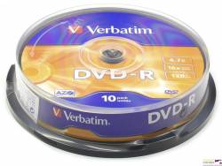 Płyta DVD-R VERBATIM CAKE(10) 4.7GB x16 Matt Silver   43523