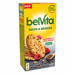 Ciastka zbożowe kruche Belvita z nasionami szałwii hiszpańskiej i malinami, 270 g, 24 szt.