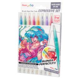 Pisak BRUSH SIGN PEN TWIN MANGA kpl.8szt. SESW30C-ST8MGPL PENTEL