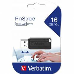 Pamięć USB 16GB VERBATIM USB 2.0 czarny 49063 PIN STRIPE