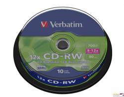 Płyta CD-RW VERBATIM CAKE(10) 700MB x12               43480