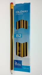 Ołówek z gumką tw.2B (12) KV050-B2 TETIS