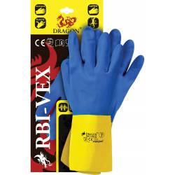 Rękawice REIS DRAGON RBI-VEX gumowe niebiesko-żółte roz.9/L