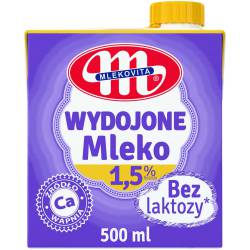 Mleko MLEKOVITA WYDOJONE UHT bez laktozy 1,5% 0.5L
