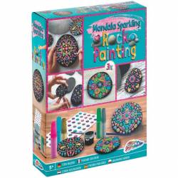 Zestaw do malowania kamieni MANDALA (3x Kamień, 61x Farbka, 5x Farbka w tubce 1x Pędzelek) 200036 MOXY