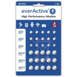 Bateria guzikowa alkaliczna EVERACTIVE 1,5V AG3/AG4/AG10/AG13 blister mix (30szt)